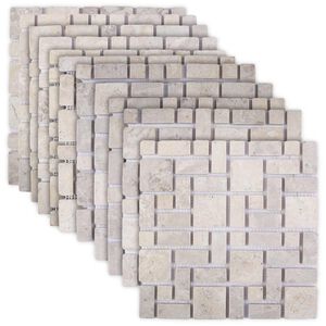 vidaXL Mozaīkas Flīzes Krēmkrāsa 30 x 30 cm Marmors