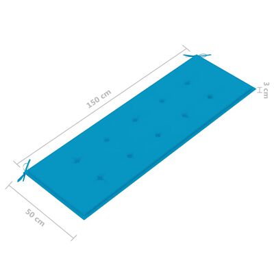 vidaXL sols ar zilu matraci, 150 cm, masīvs tīkkoks