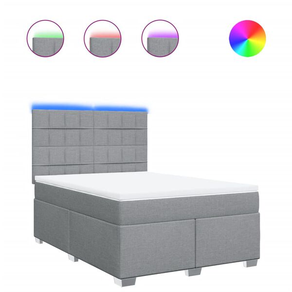 vidaXL atsperu gultas rāmis ar matraci, gai&scaron;i pelēka audums, 140x200cm