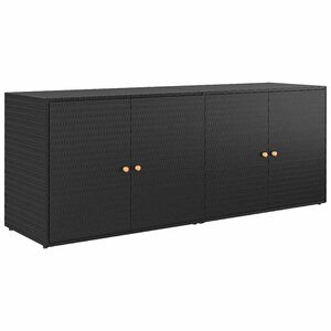 vidaXL dārza uzglabā&scaron;anas skapis, melns, 198x55,5x80 cm, polietilēna rotangpalma