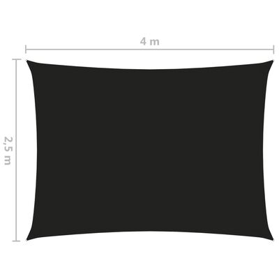 vidaXL saulessargs, taisnstūra forma, 2,5x4 m, melns oksforda audums