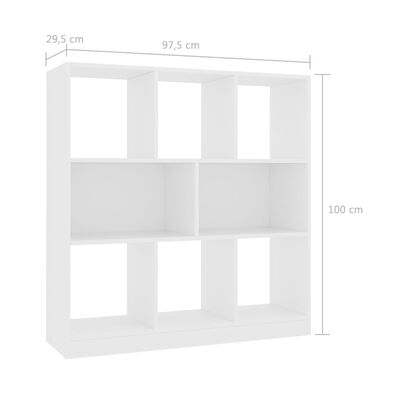 vidaXL grāmatu plaukts, 97,5x29,5x100 cm, balta skaidu plāksne