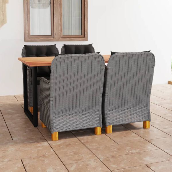 vidaXL 5-daļīgs dārza mēbeļu komplekts ar matračiem, PE rotangpalma