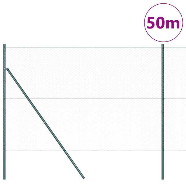 vidaXL Žoga āķis Zaļa 50 x 1,6 m (25 mm siets) Tērauds un PVC