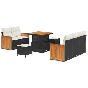 vidaXL Dārza dīvānu komplekts 10 pcs Melns un Krēmkrāsa poliratāns