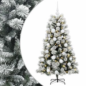 vidaXL Mākslīgā Ziemassvētku eglīte ar eglī&scaron;u bumbām 150 cm 150 LED