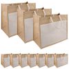 vidaXL Džutas somas ar kabatu 10 Dabisks un balts 42 x 33 x 19 cm