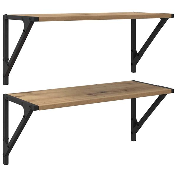 vidaXL Sienas plaukti 2 pcs Artisānā ozols 60 x 25 x 25,5 cm