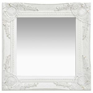vidaXL baroka stila sienas spogulis, 40x40 cm, balts