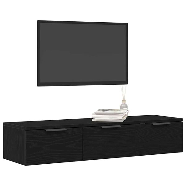 vidaXL Sienas skapis Melns ozolkoks 102 x 30 x 20 cm Inženierijas koks