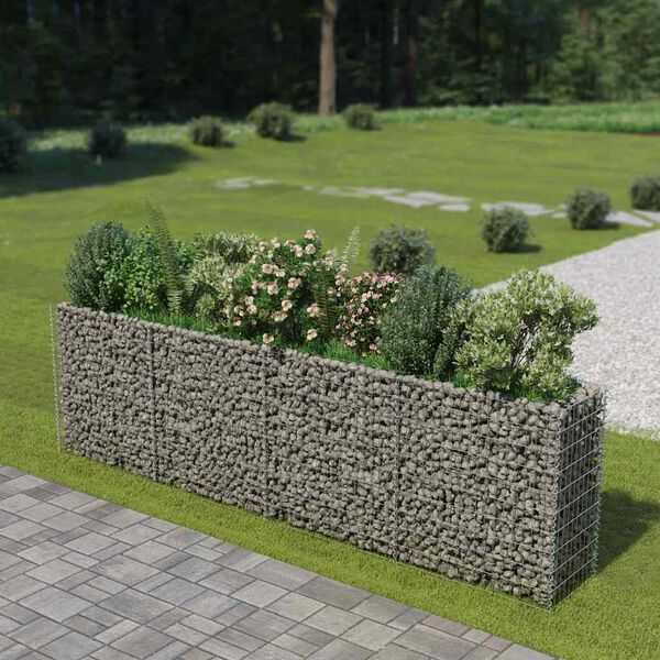 vidaXL gabions, augstā puķu kaste, cinkots tērauds, 360x50x100 cm