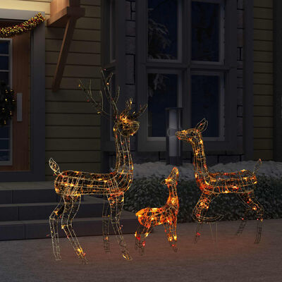 vidaXL akrila ziemeļbriežu Ziemassvētku dekorācija, 300 krāsainas LED