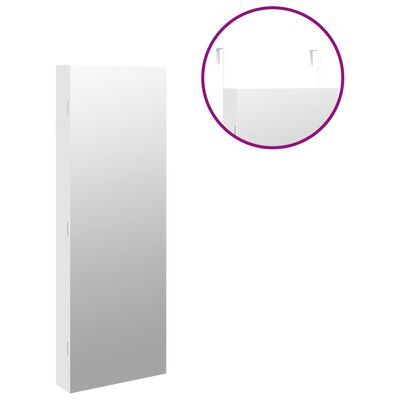 vidaXL sienas rotaslietu skapītis ar spoguli un LED, balts