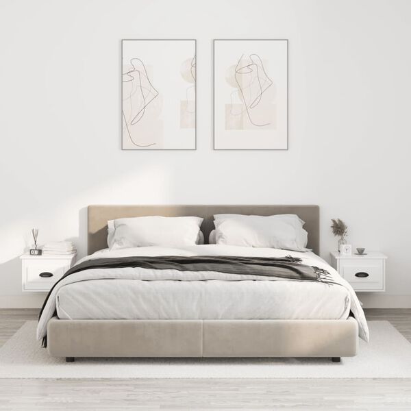 vidaXL sienas naktsskapī&scaron;i, 2 gab., spīdīgi balti, 41,5x36x28 cm