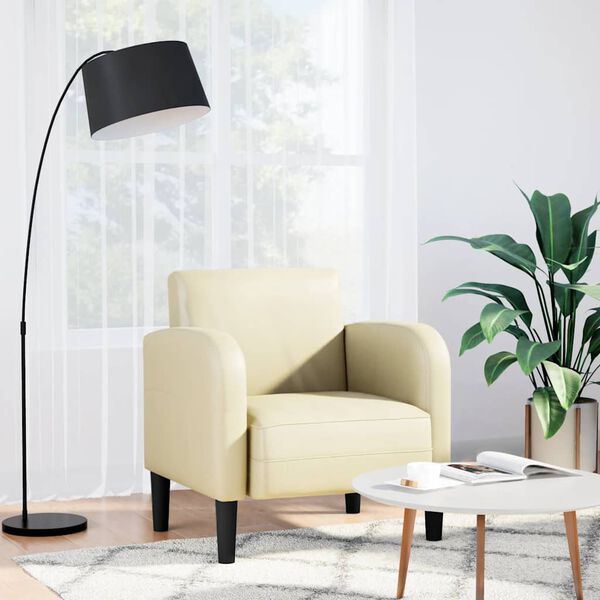 vidaXL dīvāna krēsls ar roku balstiem, krēmkrāsas, 54 cm, mākslīgā āda