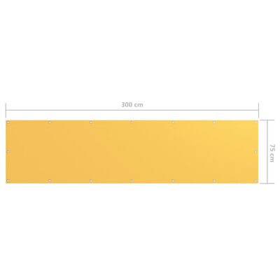 vidaXL balkona aizslietnis, 75x300 cm, dzeltens audums