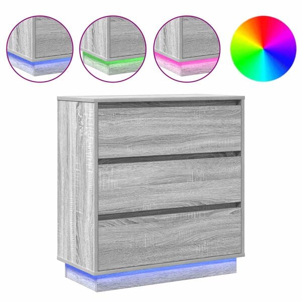 vidaXL Nakts skapītis Pelēka 71 x 34,5 x 75 cm Inženierijas koks