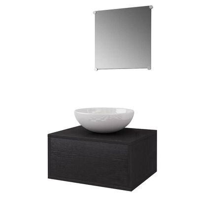 vidaXL vannas istabas mēbeļu un izlietņu komplekts, 3. gab., melns