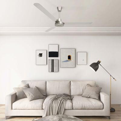 vidaXL griestu ventilators, 142 cm, sudraba krāsā