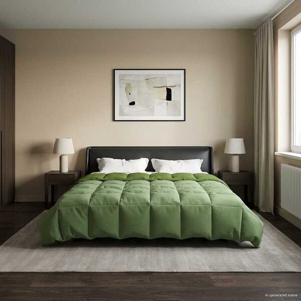 vidaXL Ziemas gultas sega Tiltiņ&scaron; Zaļa 200 x 200 cm Mikro&scaron;ķiedra