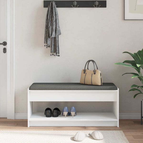 vidaXL Zāles sols ar spilvenu ar plauktu Balts 103 x 38 x 45 cm