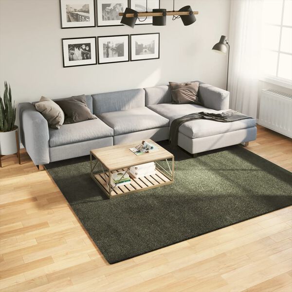 vidaXL paklājs HUARTE, īsa spalva, mīksts, mazgājams, zaļ&scaron;, 240x240 cm