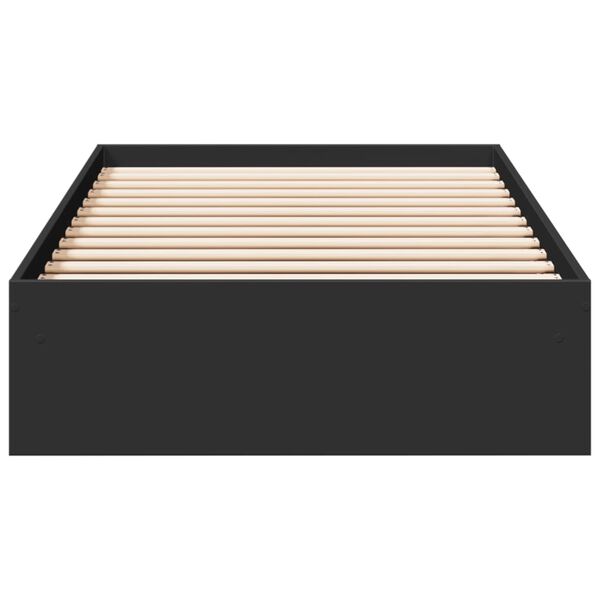 vidaXL gultas rāmis ar atvilktnēm, melns, 90x190 cm, inženierijas koks