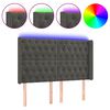 vidaXL gultas galvgalis ar LED, 163x16x118/128 cm, tum&scaron;i pelēks samts