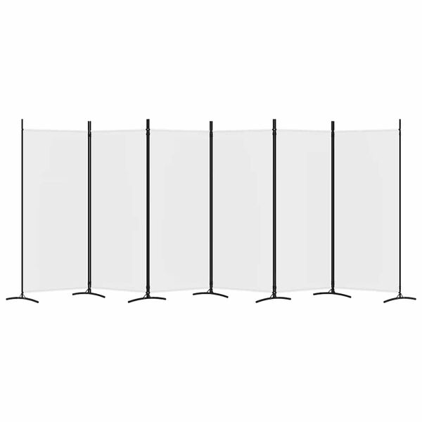 vidaXL 6-paneļu istabas aizslietnis, 520x180 cm, balts audums