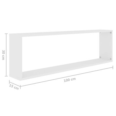 vidaXL sienas plaukti, 4 gab., 100x15x30 cm, balti, skaidu plāksne