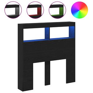 vidaXL galvgaļa skapis ar LED, melns ozola, 100x17x102 cm