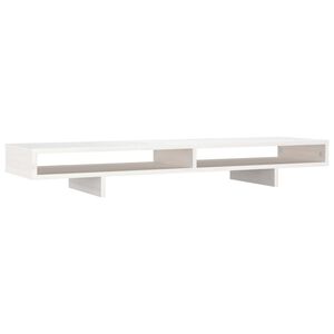 vidaXL monitora paliktnis, balts, 100x27x14 cm, priedes masīvkoks