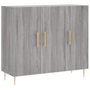 vidaXL kumode, pelēka ozolkoka krāsa, 90x34x80 cm, inženierijas koks