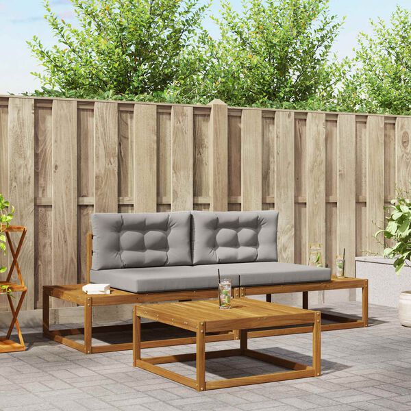 vidaXL Āra dīvānu komplekts 3 Gabals Dabīgs un gai&scaron;i pelēks