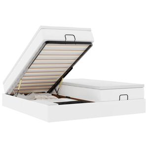 vidaXL Osmaņu gultas rāmis ar matračiem balts 160x200 cm mākslīgā āda