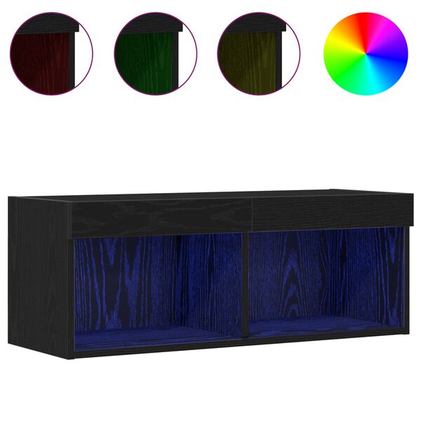 vidaXL TV skapī&scaron;u komplekts Melns ozolkoks 80 x 30 x 30 cm