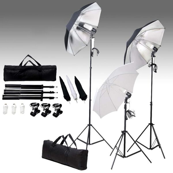 vidaXL fotostudijas komplekts, gaismas un fons