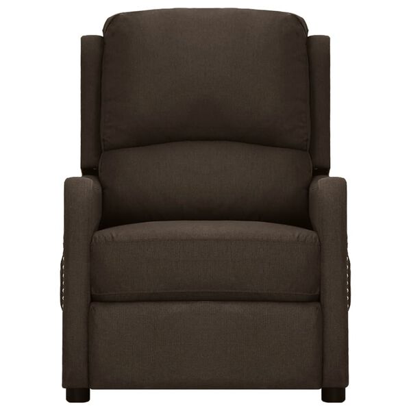 vidaXL masāžas krēsls, paceļams, tum&scaron;i brūns audums