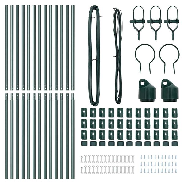 vidaXL Žoga stabi 13 pcs Zaļa Ø32mm 170 cm Cinkots tērauds