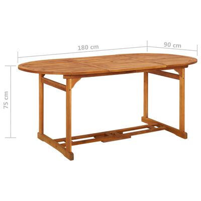 vidaXL dārza galds, 180x90x75 cm, akācijas masīvkoks
