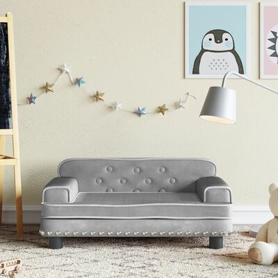vidaXL bērnu dīvāns, gaiši pelēks, 70x45x30 cm, samts