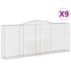 vidaXL arkveida gabiona grozi, 9 gb., 400x50x160/180cm, cinkota dzelzs