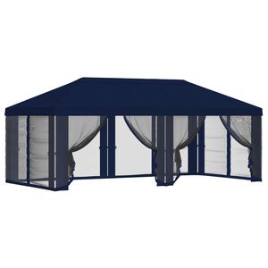 vidaXL Paviljona pārsegs ar sānu sienām 6 x 3 m Zila Poliesters 190