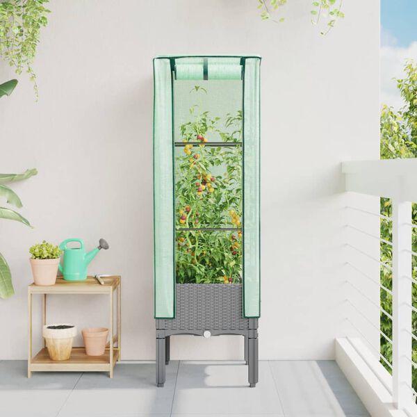 vidaXL paaugstināta puķu kaste ar pārsegu, 40x40x140 cm