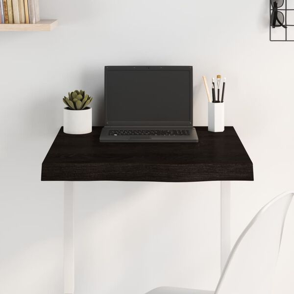 vidaXL galda virsma, tumši brūna, 60x60x(2-6) cm, ozola masīvkoks