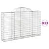 vidaXL arkveida gabiona grozi, 13gb., 200x30x120/140cm, cinkota dzelzs
