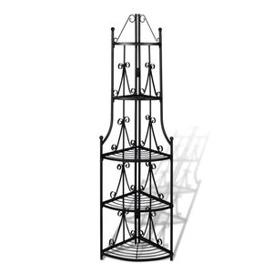 vidaXL Stūra Tērauda Plaukts Augiem Melns 36 x 160 cm