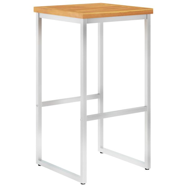 vidaXL bāra krēsli, 2 gab., akācijas masīvkoks, nerūsējo&scaron;s tērauds