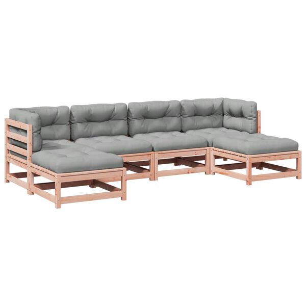 vidaXL 6-daļīgs dārza dīvānu komplekts, matrači, egles masīvkoks