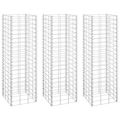 vidaXL gabioni/augstās puķu kastes, 3 gab., 30x30x100 cm, dzelzs
